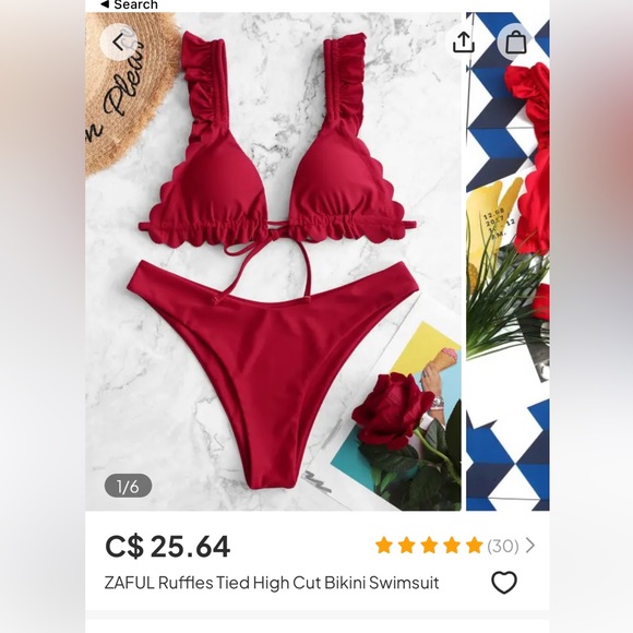 Red Ruffle Bikini Set - Picture 3 of 3